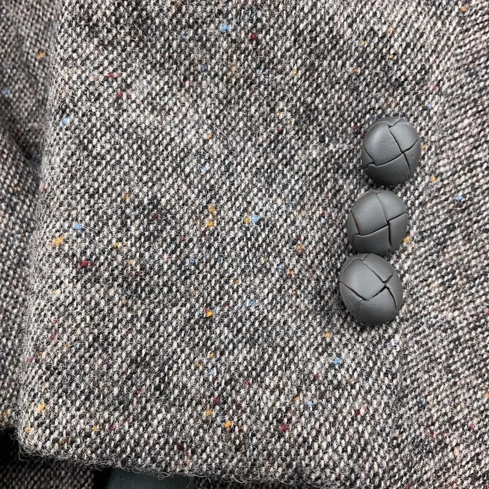 Stafford Blazer Men 42R Gray Multi Wool Tweed Suede Elbow Patch Jacket USA VTG